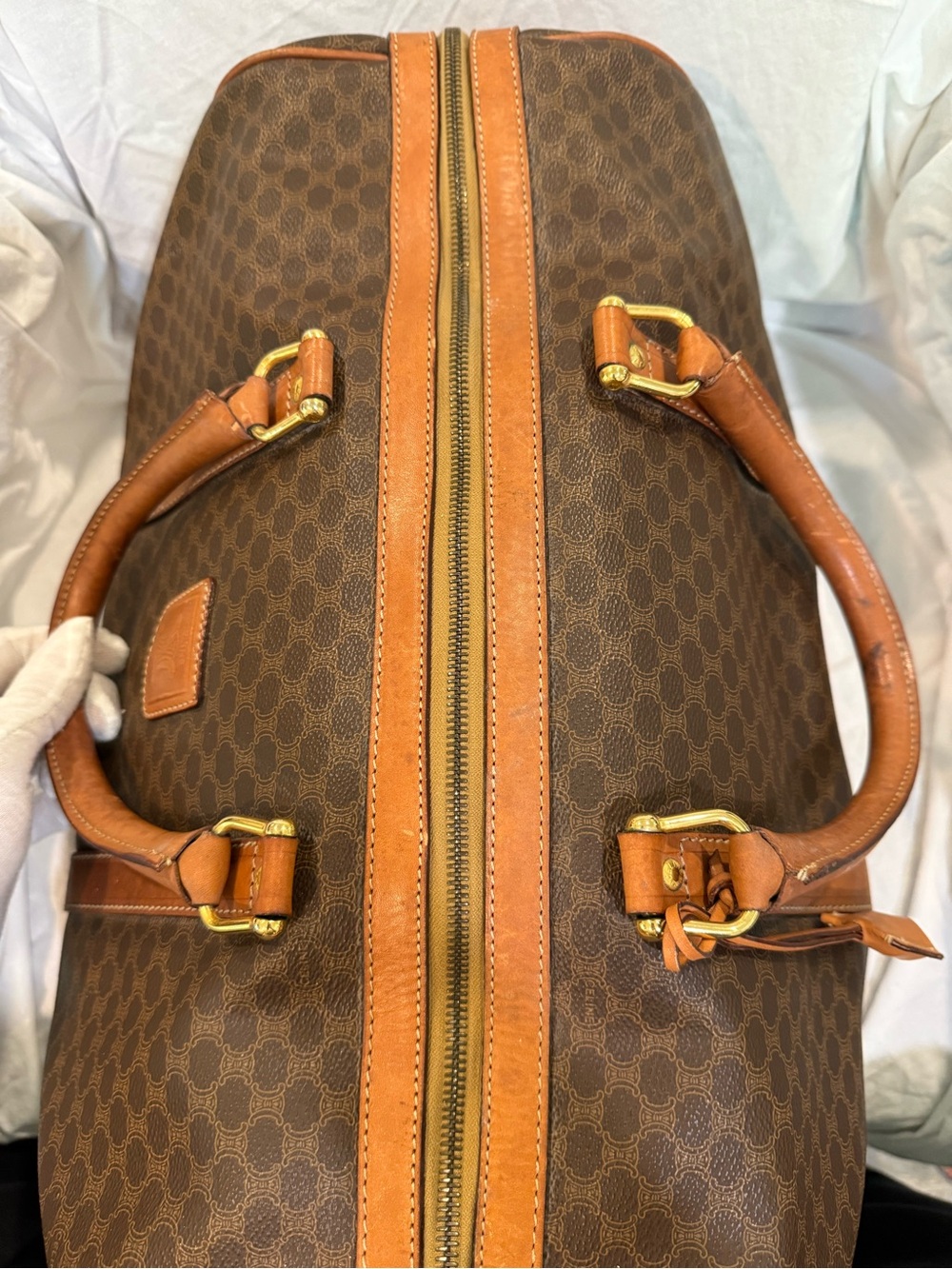Vintage CELINE Macadam Boston Bag PVC Leather Weekender Travel Bag Ital - Picture 9 of 16